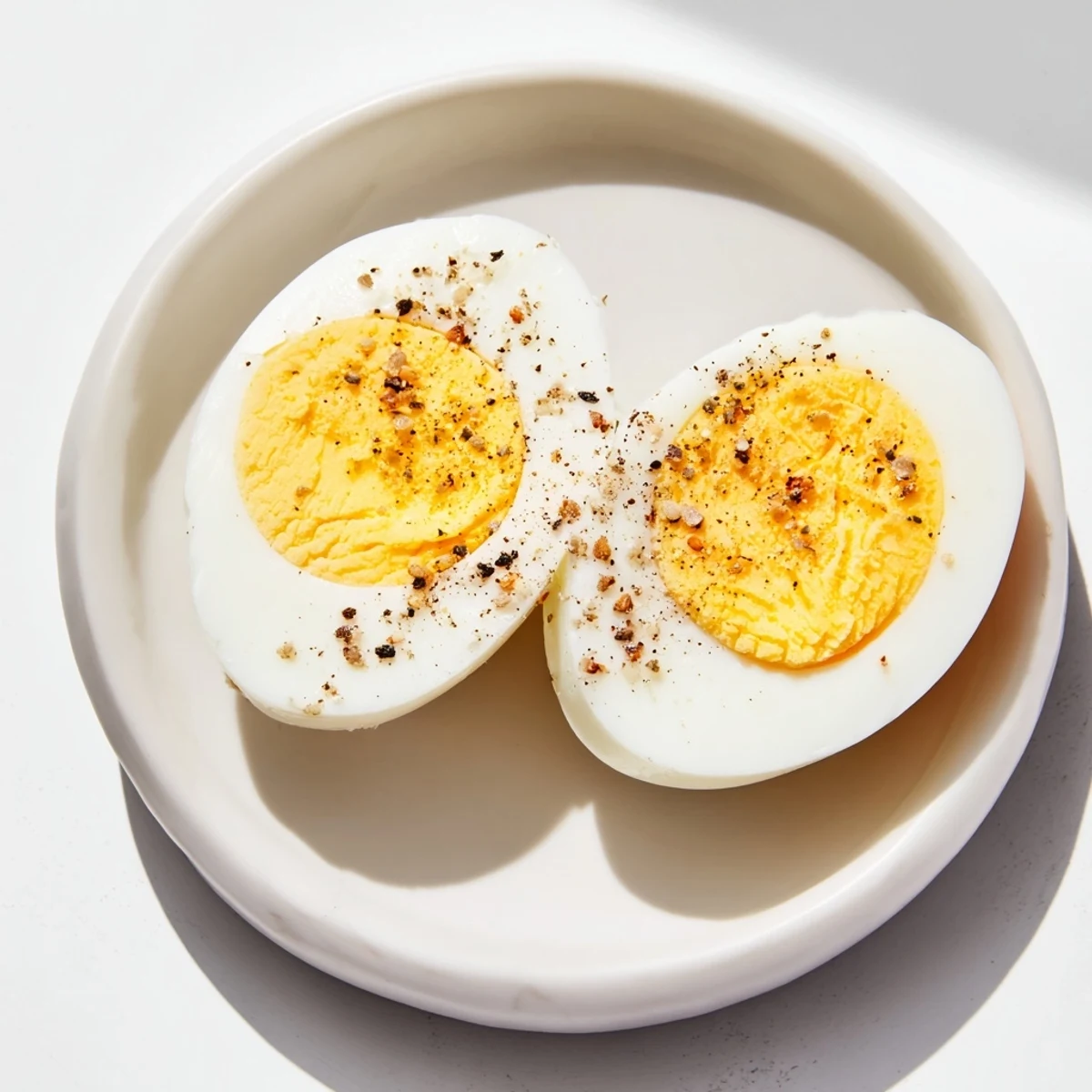 Perfect hard-boiled eggs with bright yellow yolks, ready to be sliced for a delicious salad.