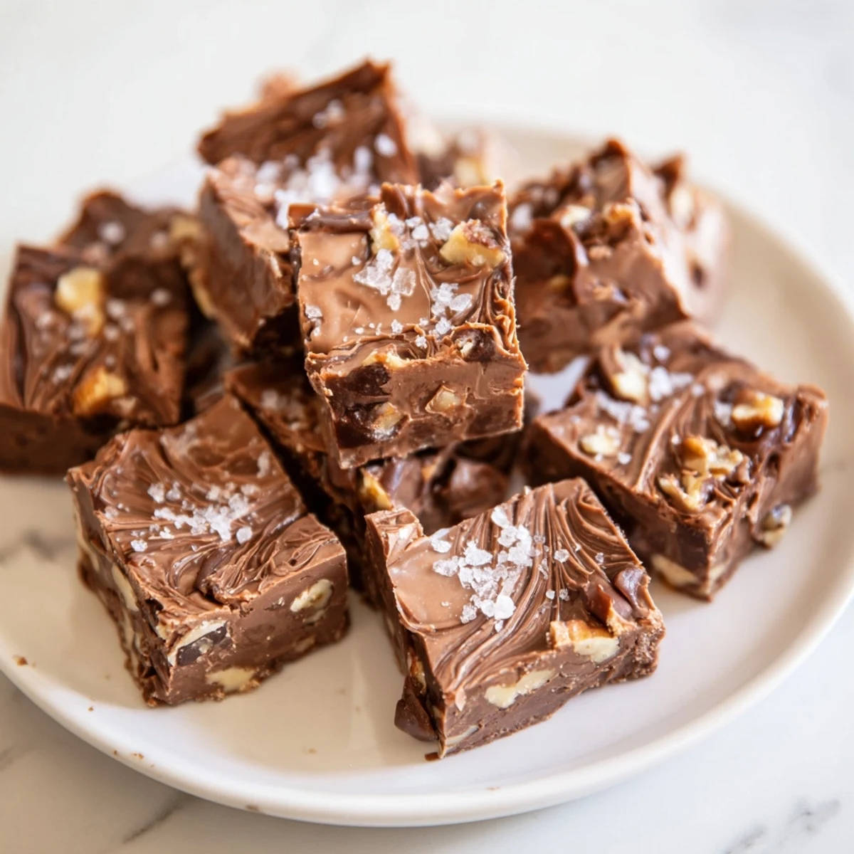 This easy chocolate fudge recipe shows a smooth, glossy surface ready to be enjoyed.