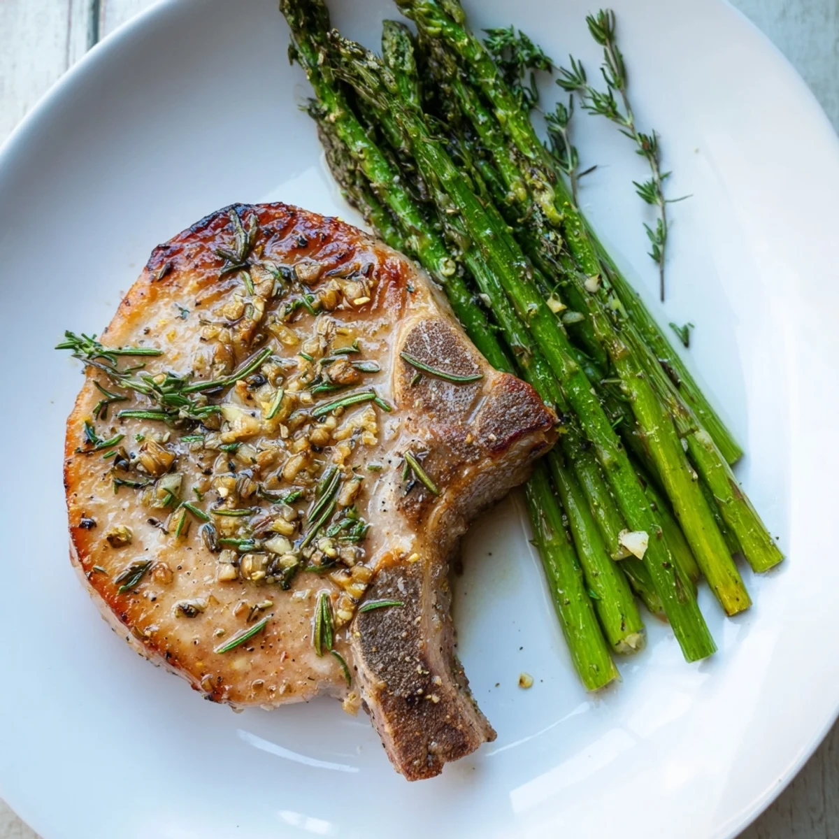 Lemon Herb Pork Chops Asparagus