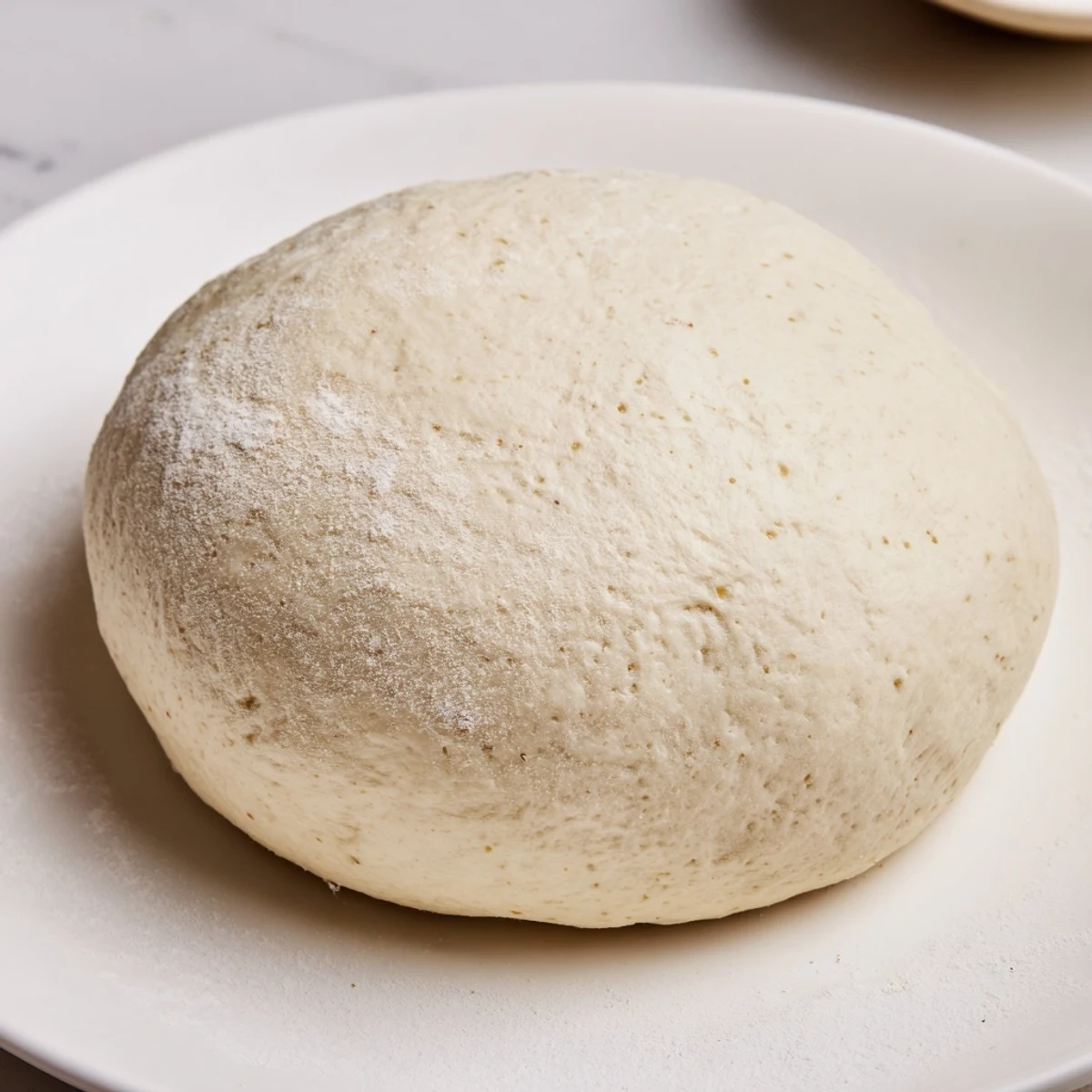 Soft, risen homemade pizza dough balls, promising bubbly, crisp pizza for your family's dinner.