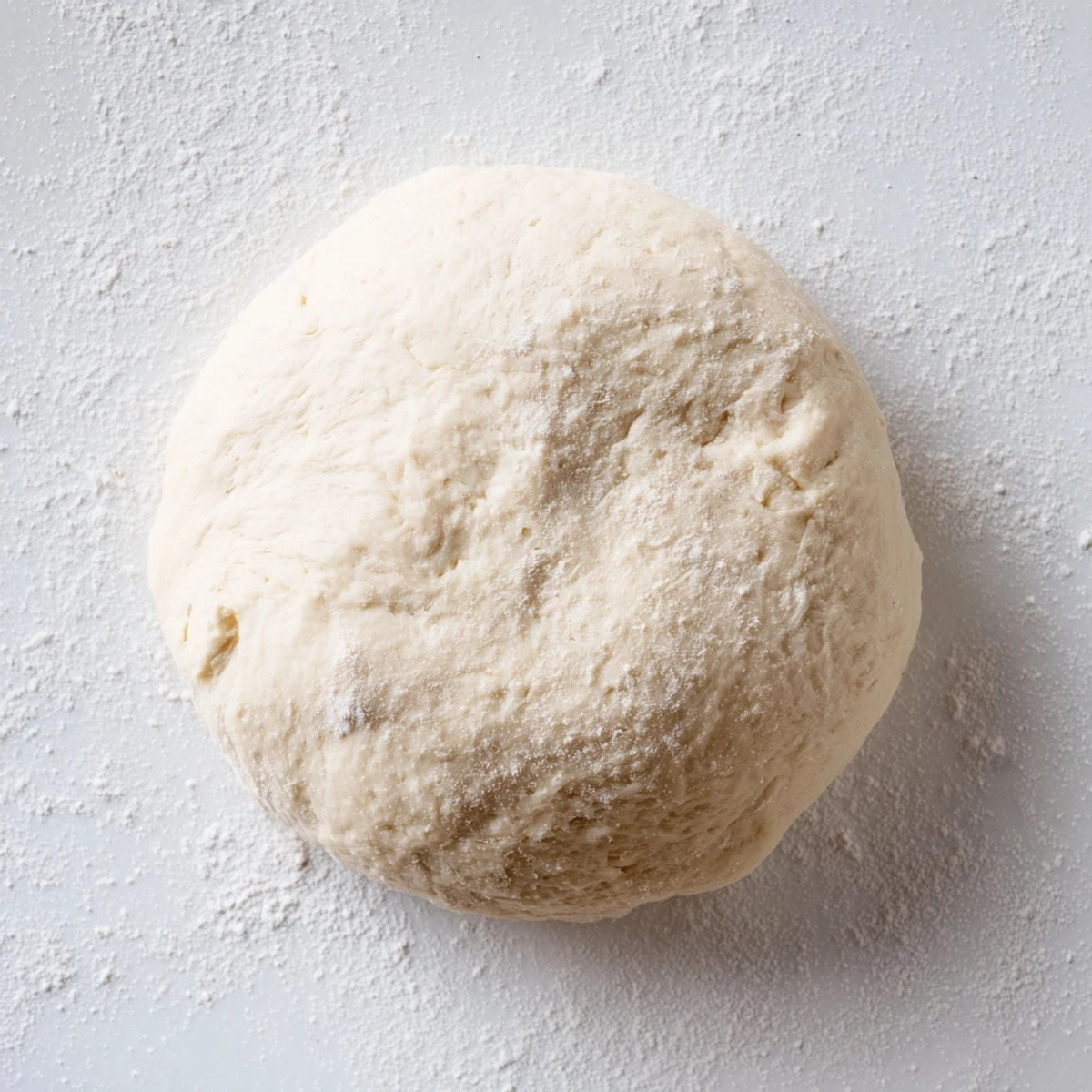 Freshly kneaded homemade pizza dough, inviting you to imagine its delicious flavor before baking.
