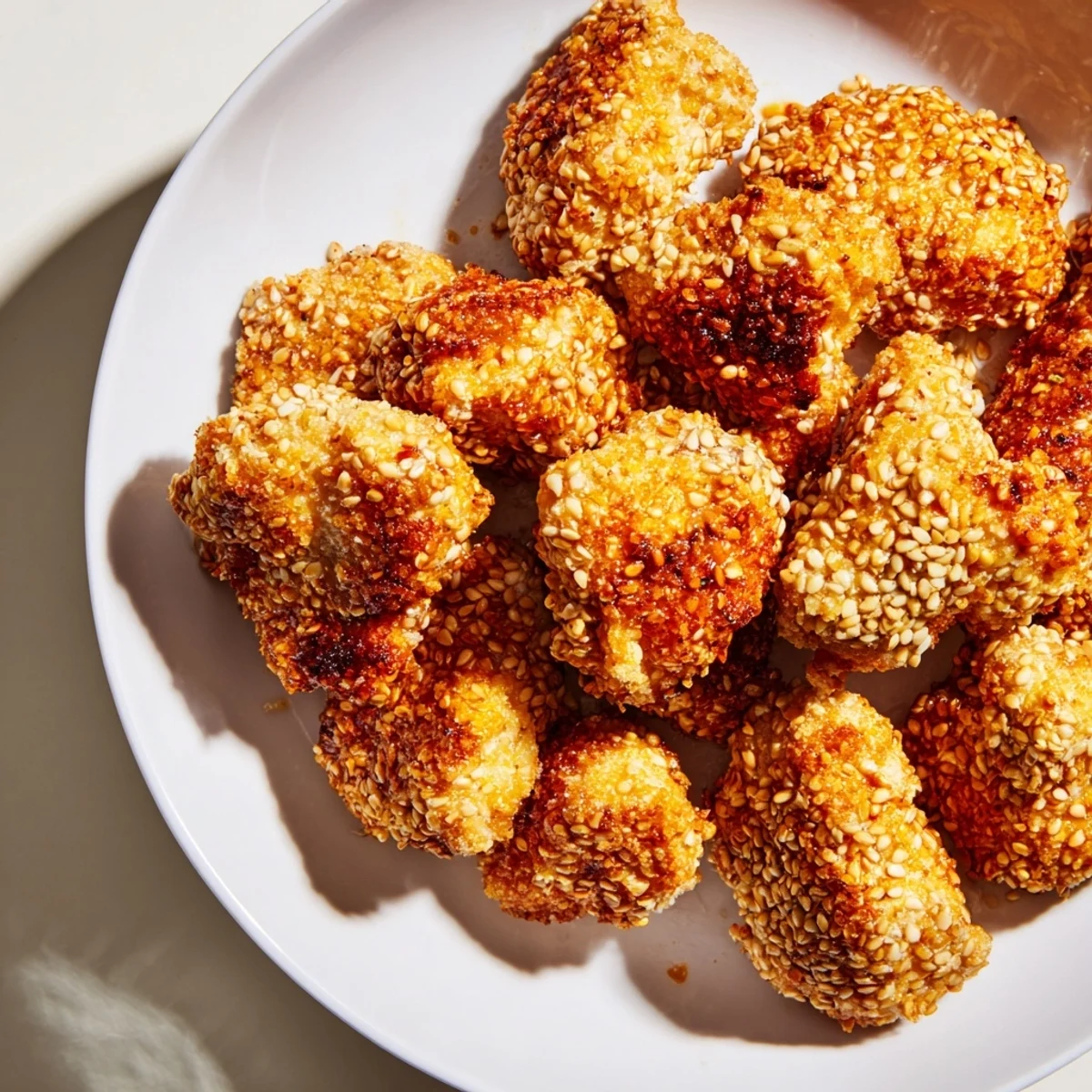 Freshly made Spicy Yogurt Chicken Bites served with a creamy tzatziki sauce, great as an appetizer.