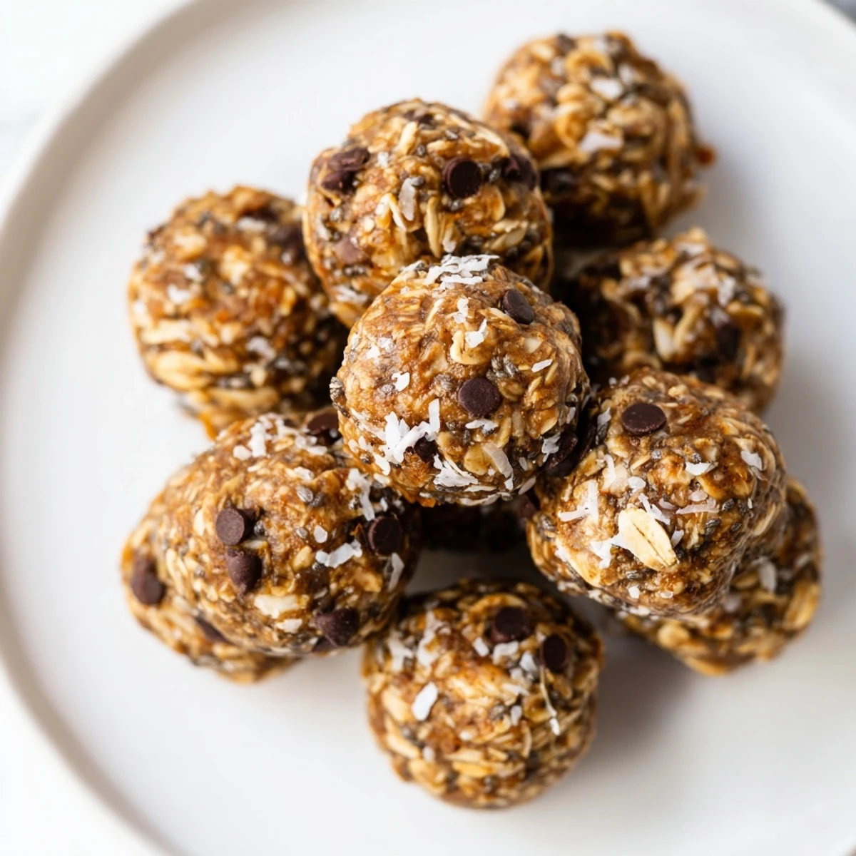 Close-up of golden Almond-Chia Energy Bites, a healthy snack, drizzled with optional honey.
