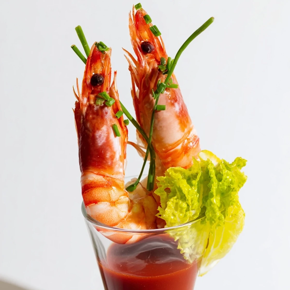 Delicious Retro Prawn Cocktail Shooters in shot glasses, a delightful, simple, and elegant appetizer to enjoy.