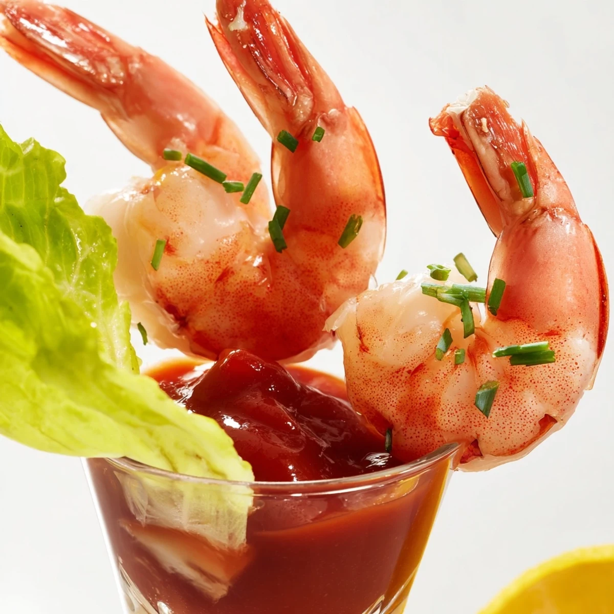 Beautiful Retro Prawn Cocktail Shooters: Perfectly chilled shrimp nestled in spicy cocktail sauce, a classic appetizer.