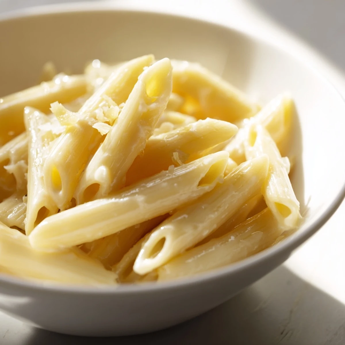 Creamy Milk Pasta One-Pot plated with extra grated cheese, a drizzle of olive oil, and crusty bread.