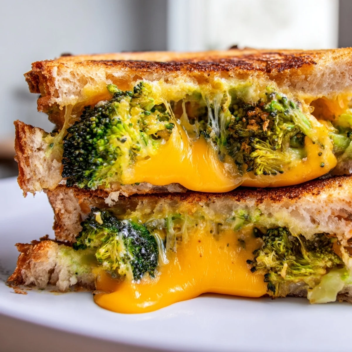 Melted cheddar oozes between crispy bread with tender roasted broccoli for an easy, comforting main dish.