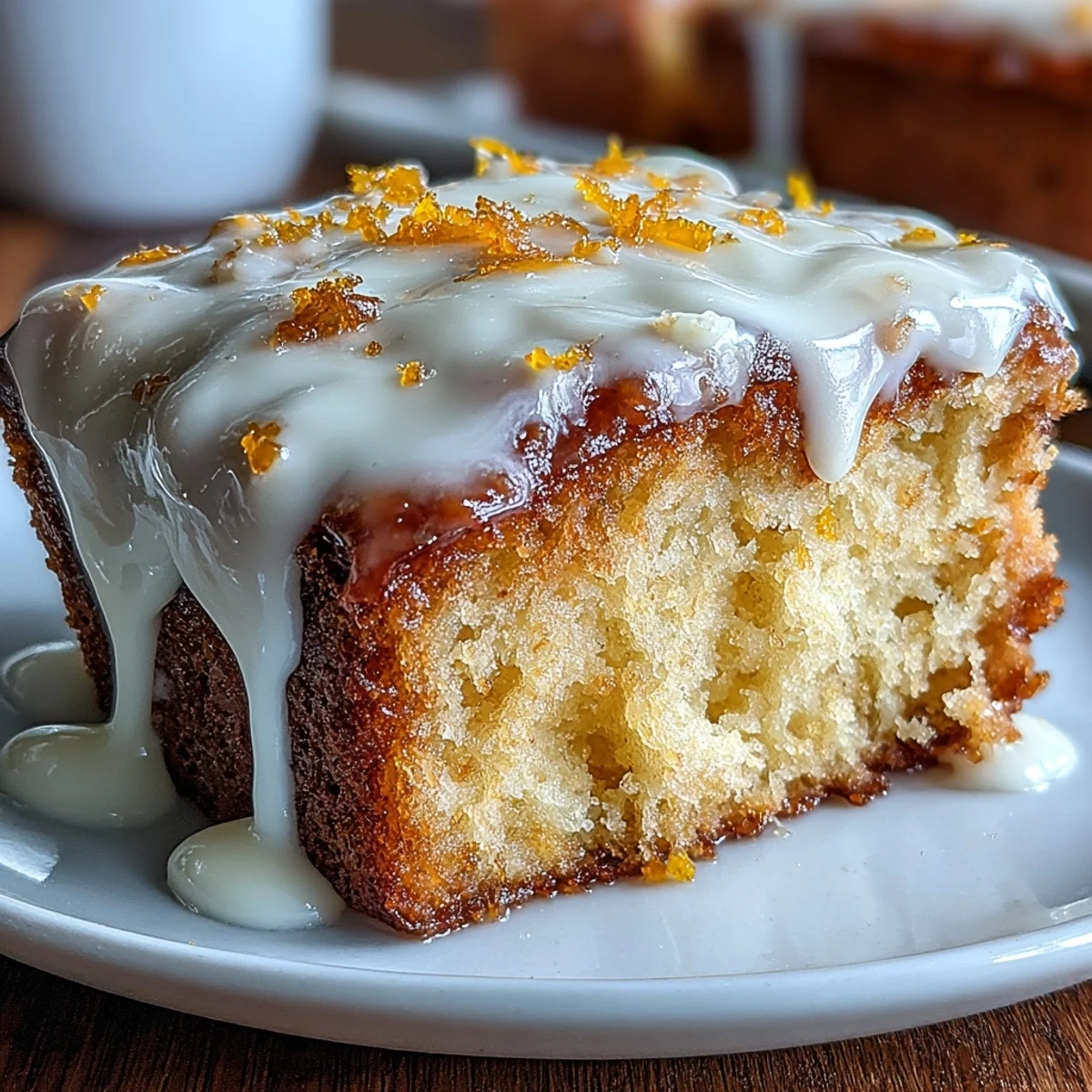 Freshly baked Heavenly Blood Orange Yogurt Cake with a moist crumb and glossy citrus glaze on a cooling rack.