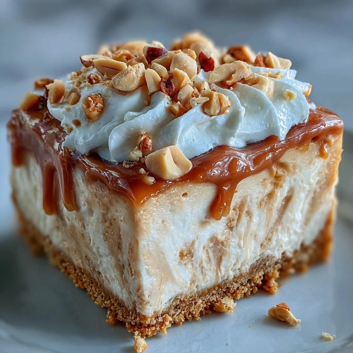 Freshly baked Nutter Butter Cheesecake cooling on a wire rack with a golden cookie crust.