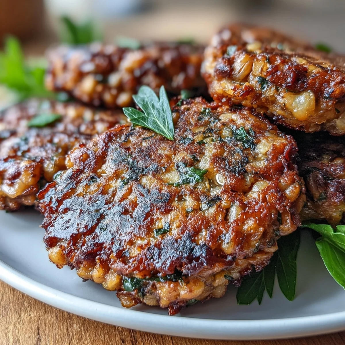 Golden-brown Black-Eyed Pea Burger Patties baked on a sheet pan, served on a toasted bun with crisp lettuce and tomato.