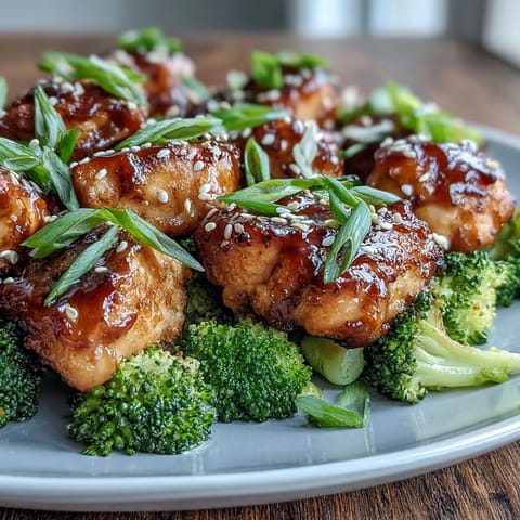 Air fryer honey garlic chicken bites with broccoli, golden and glazed, served over tender air-fried greens for a healthy dinner.