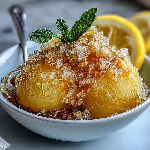 A refreshing limoncello sorbet with bright citrus flavor and a smooth, icy texture, perfect for warm summer evenings.