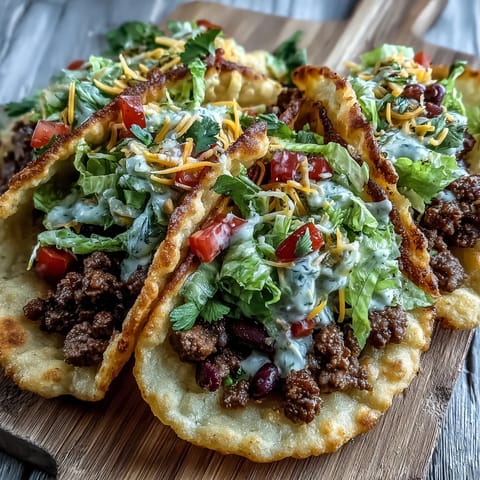 Deliciously light cloud bread tacos with juicy spiced beef, ready to be devoured.