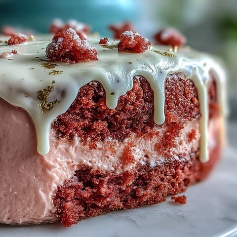 Blush pink Bridal Shower Rosé Velvet Cake with opulent shimmering gold drip.