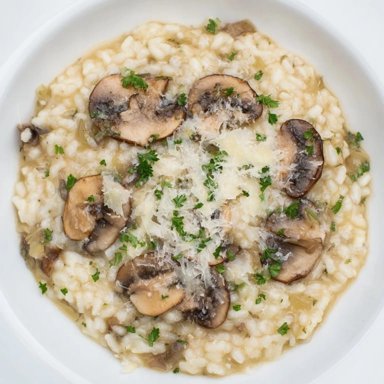 Tempting close-up of stove-top creamy risotto, perfectly cooked with a creamy texture.