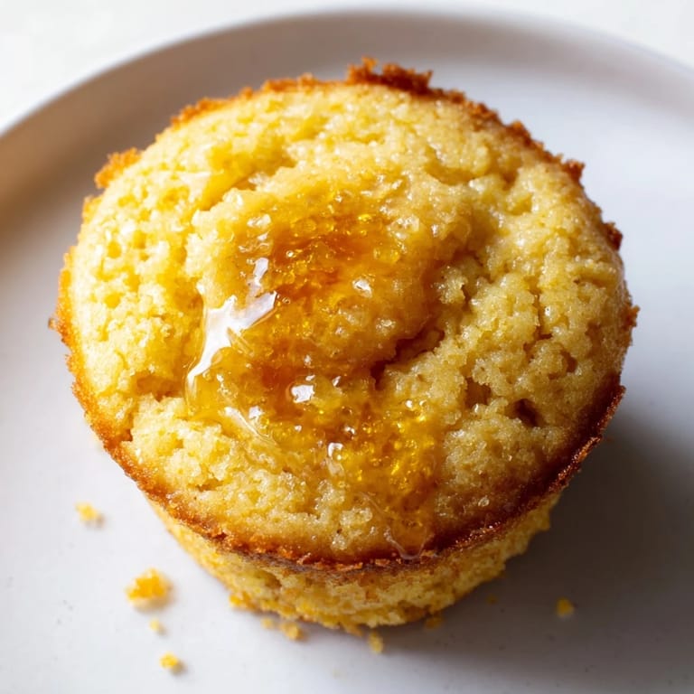 Fluffy Honey Butter Cornbread Muffins, freshly baked, with a golden-brown, inviting, textured top.