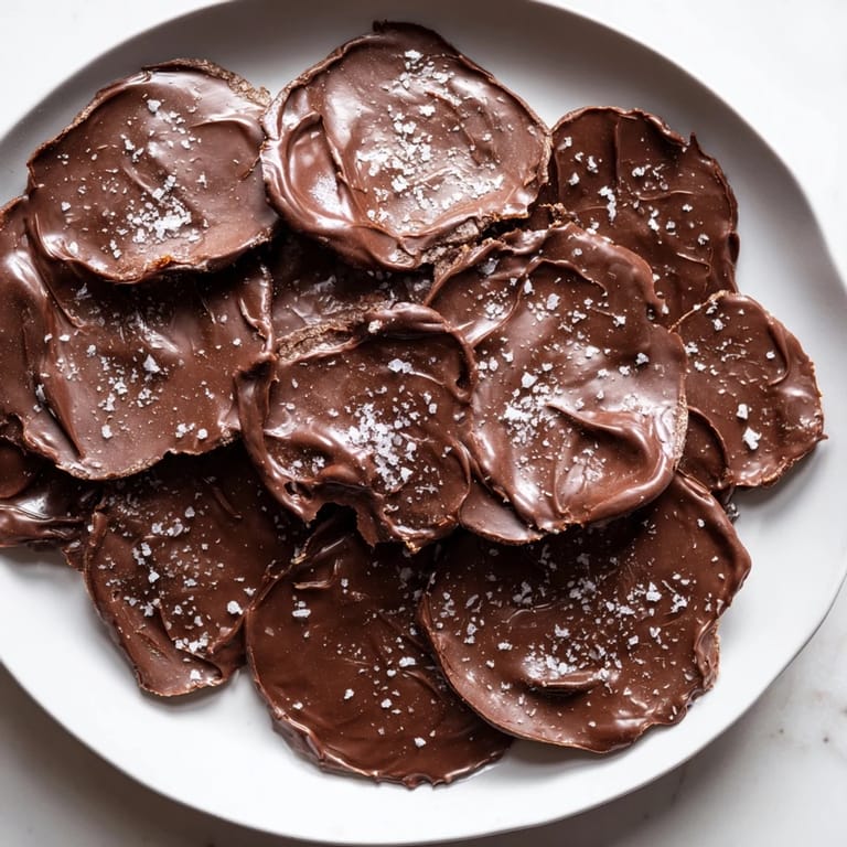 Sprinkled sea salt on this Chocolate Potato Chip Bark finishes the perfect sweet snack from a food blog.