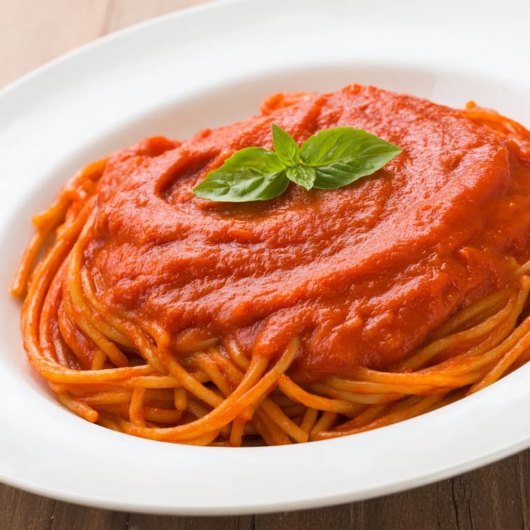This vegetarian Hidden Veggie Tomato Pasta Sauce is a thick, aromatic blend of pureed vegetables simmered into a velvety tomato base perfect for cozy meals.  