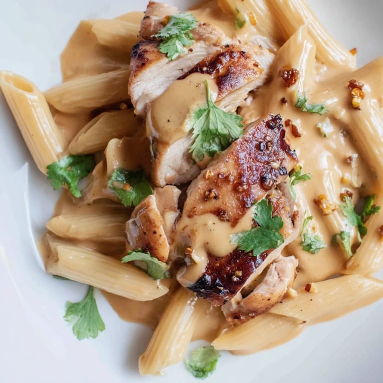 A warm bowl of Honey Chipotle Chicken Pasta featuring tender penne, smoky sauce, and melted Parmesan, ready to enjoy with a fork.