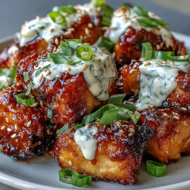 Freshly cooked Bang Bang Salmon Bites tossed in a vibrant orange sauce, garnished with green onions and sesame seeds.