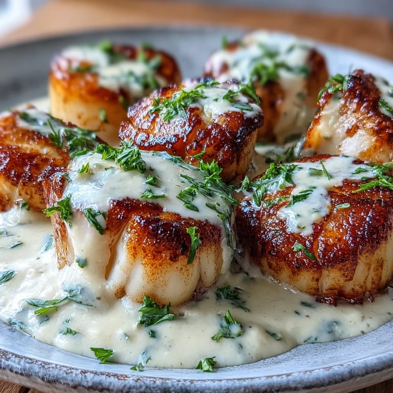 Succulent scallops seared and served in a rich Cajun cream sauce, perfect for a gluten-free main dish.