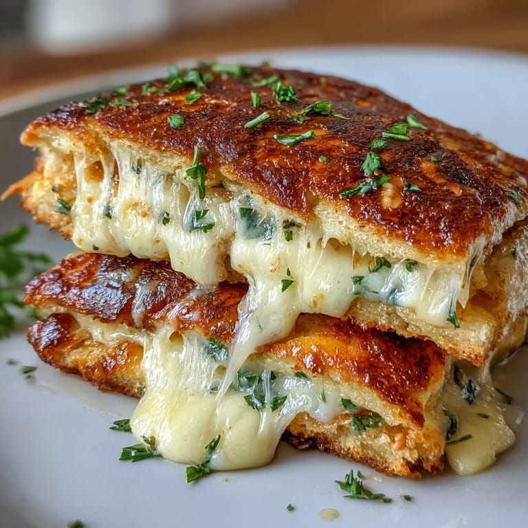 Served alongside a red pepper flake garnish, this vegetarian main dish promises a gooey, savory bite.