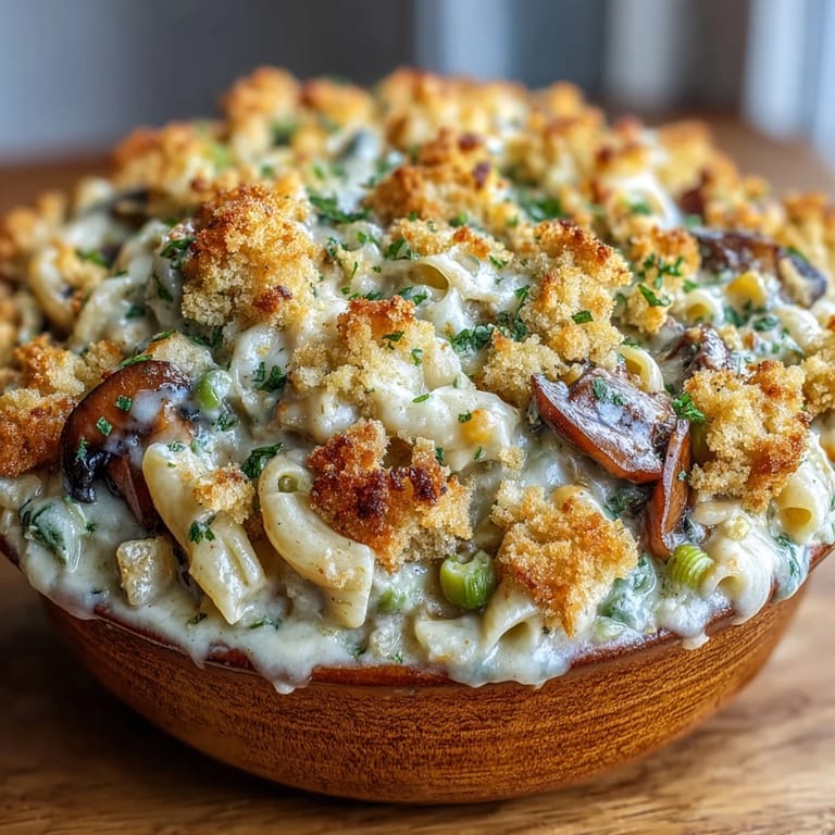 A fork lifts cheesy pasta from an oven-safe pot, showcasing the easy vegetarian weeknight dinner topped with crispy crumbs.