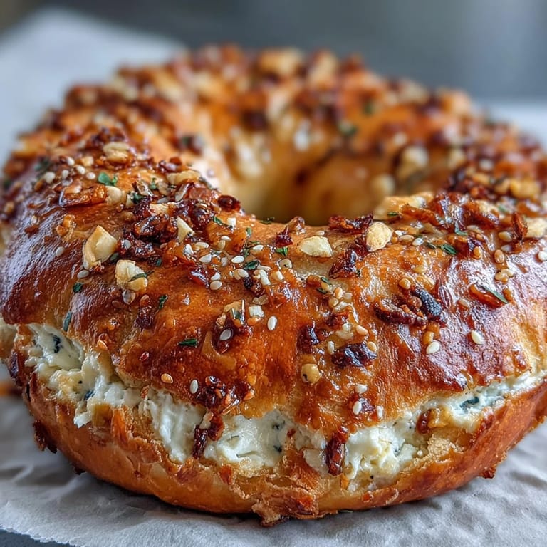 Soft, protein-packed Greek yogurt bagels topped with crunchy everything seasoning, served warm with cream cheese and smoked salmon.