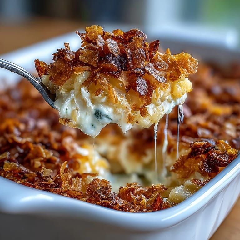 Creamy Greek yogurt funeral potatoes baked to golden perfection with a crunchy cornflake topping.