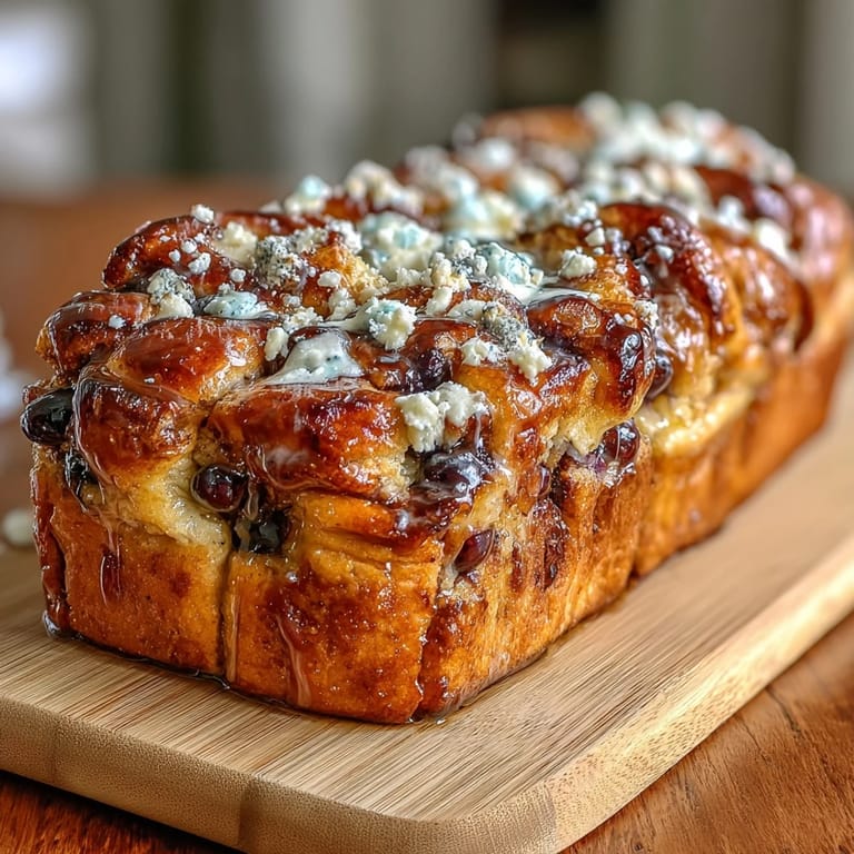 Pillowy sourdough bread infused with lemon zest and bursting blueberries, drizzled with a tangy lemon glaze.