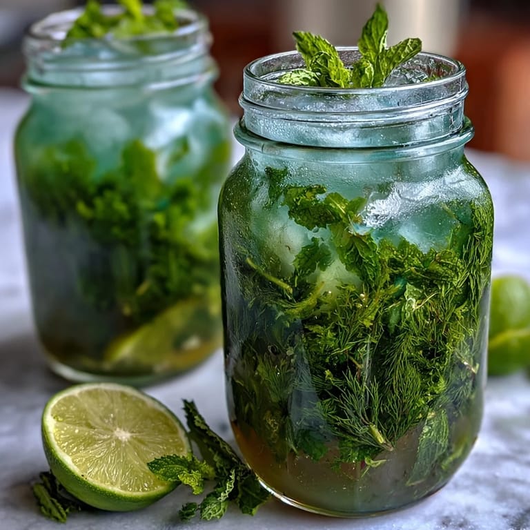 Spring-inspired mojito pitcher bursting with fresh mint, lime slices, and strawberries, ideal for garden parties.