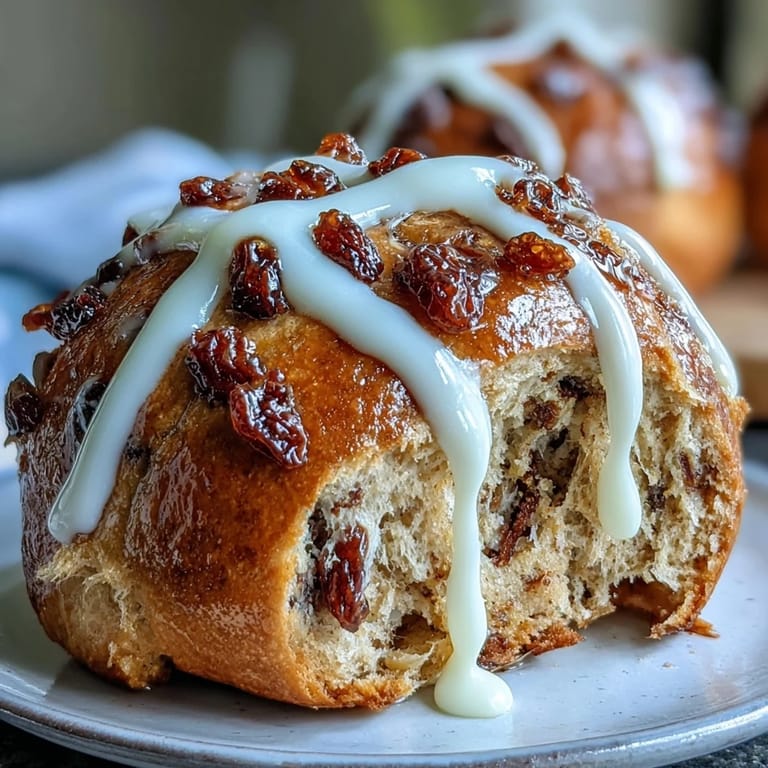 Fluffy, spiced Homemade Hot Cross Buns topped with traditional sweet icing cross.