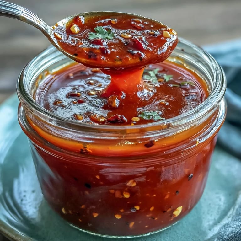 Rich homemade fermented hot sauce with deep red color, perfect for drizzling over breakfast burritos.