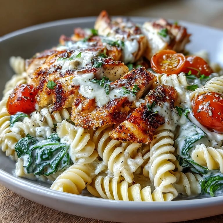 Delicious high protein pasta bowl topped generously with perfectly grilled chicken breast.
