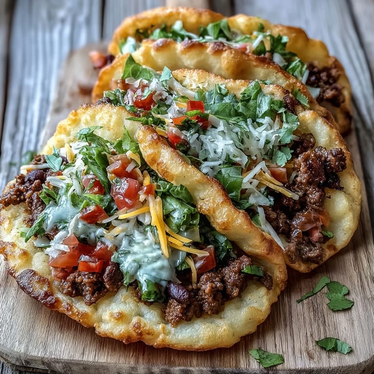 U.S. favorite: Cheesy seasoned beef piled high in homemade cloud bread tacos.