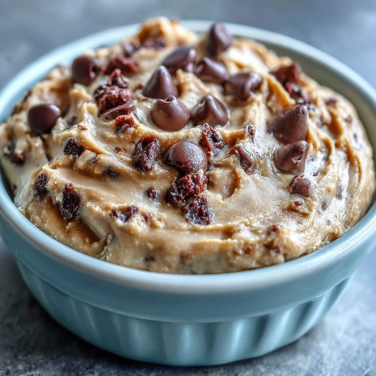 Enjoy this no-bake chickpea cookie dough dip served with fresh fruit and crackers.