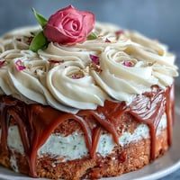 Elegant Bridal Shower Rosé Velvet Cake with shimmering gold drip.